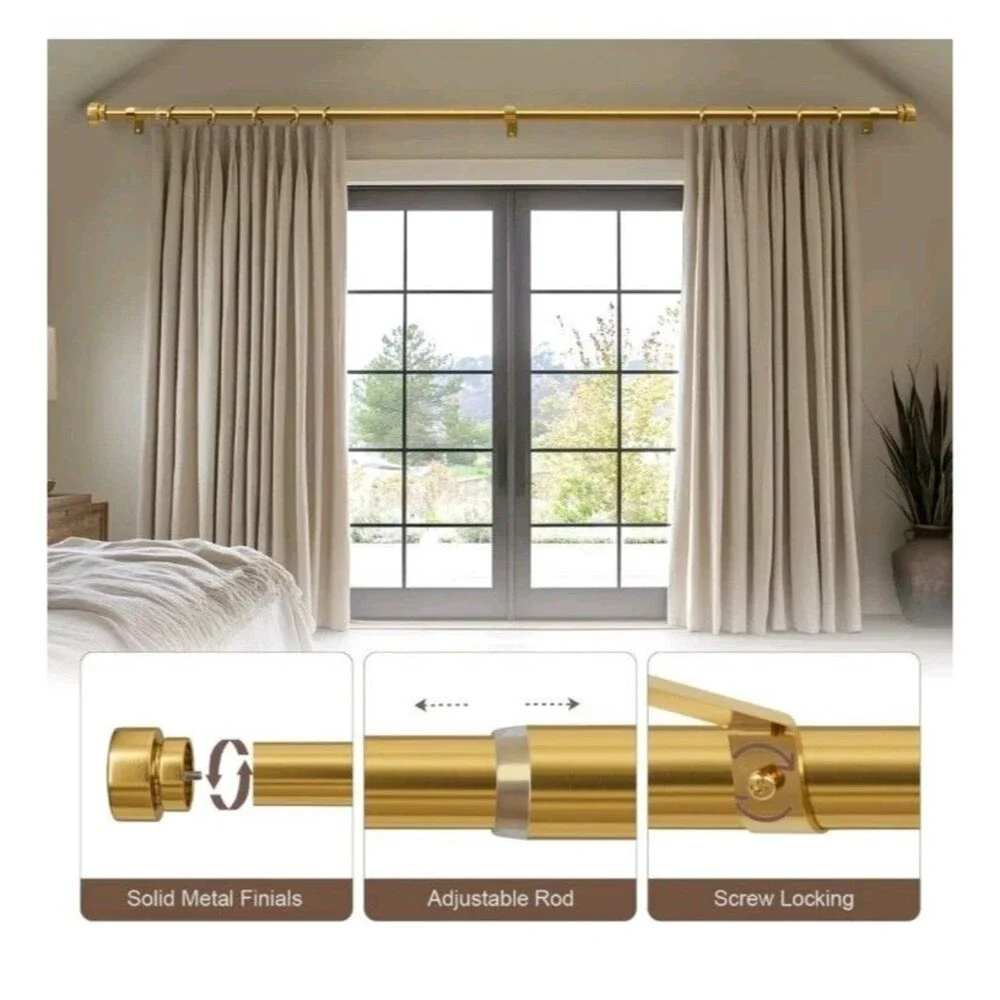 2 Lookkell Gold Curtain Rods Set 16-88